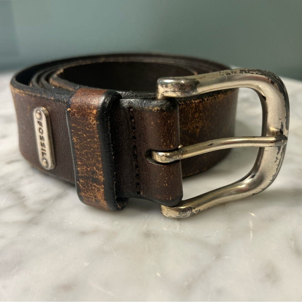 Fossil Dark Brown Leather Belt